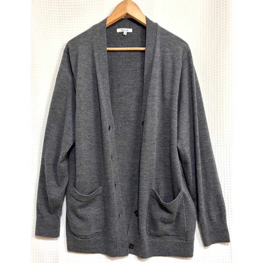 Madewell Women's size XL Merino Wool  Boyfriend Airport Cardigan Sweater v